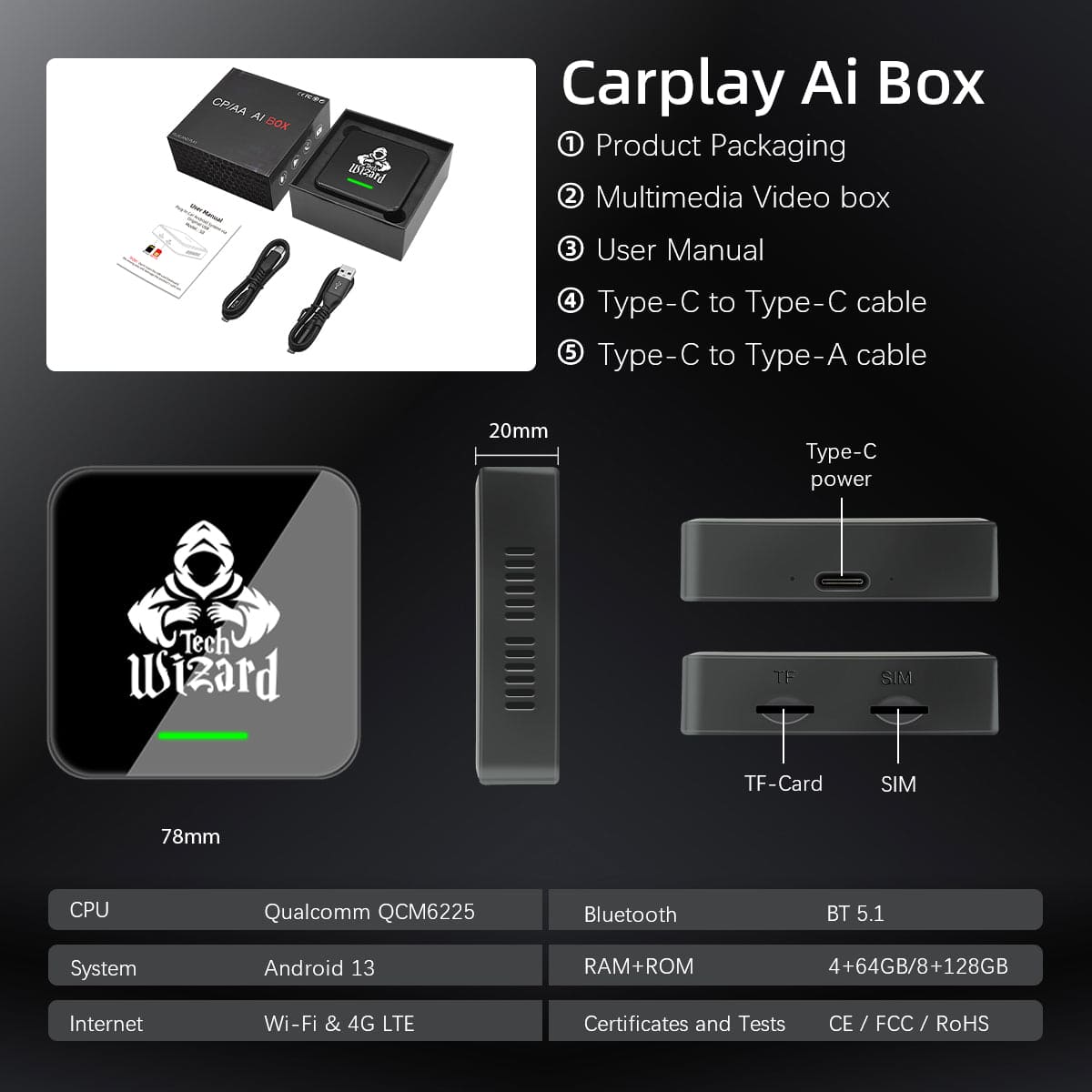 Tech Wizard MMB Android 13 Carplay Multimedia AI Box