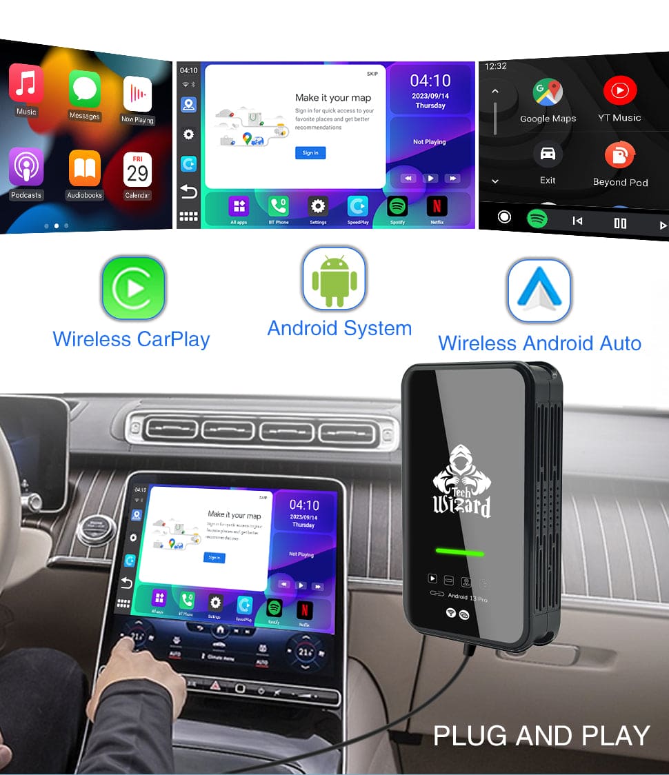 Tech Wizard MMB Android 13 Pro 128GB Carplay Multimedia AI Box includes YouTube Premium